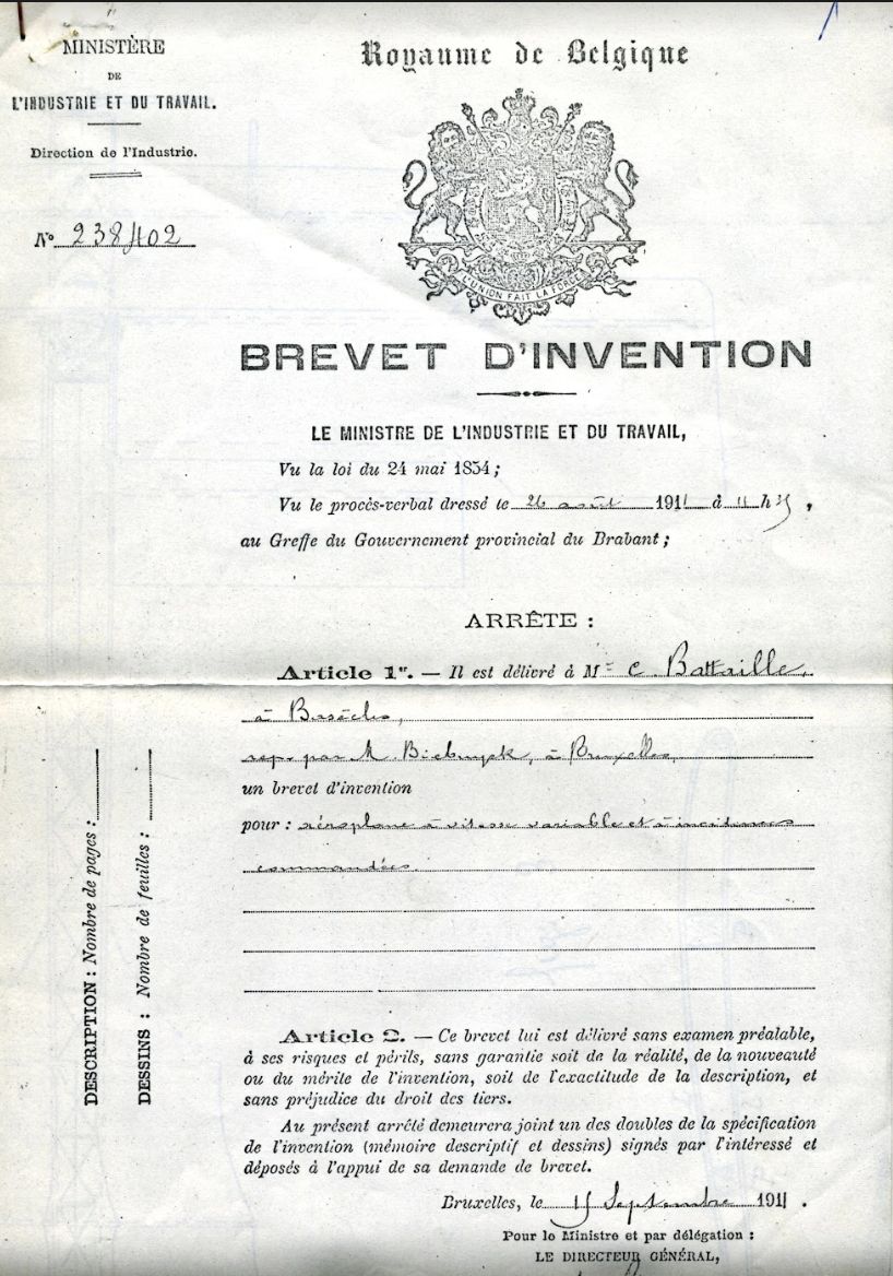 AELR – Battaille, brevet d'invention